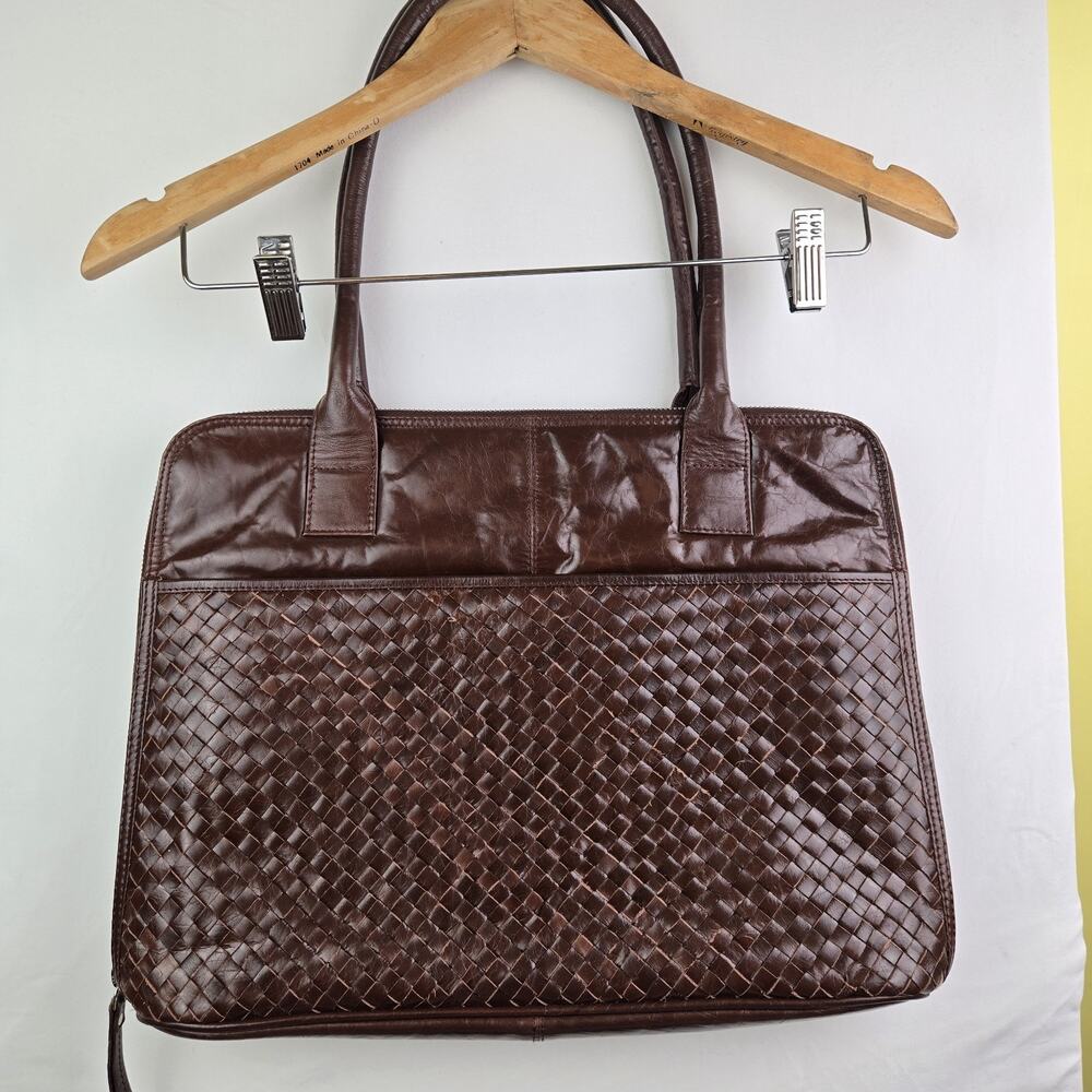 Latico‎ Woven Leather Zip Around Tote Briefcase
